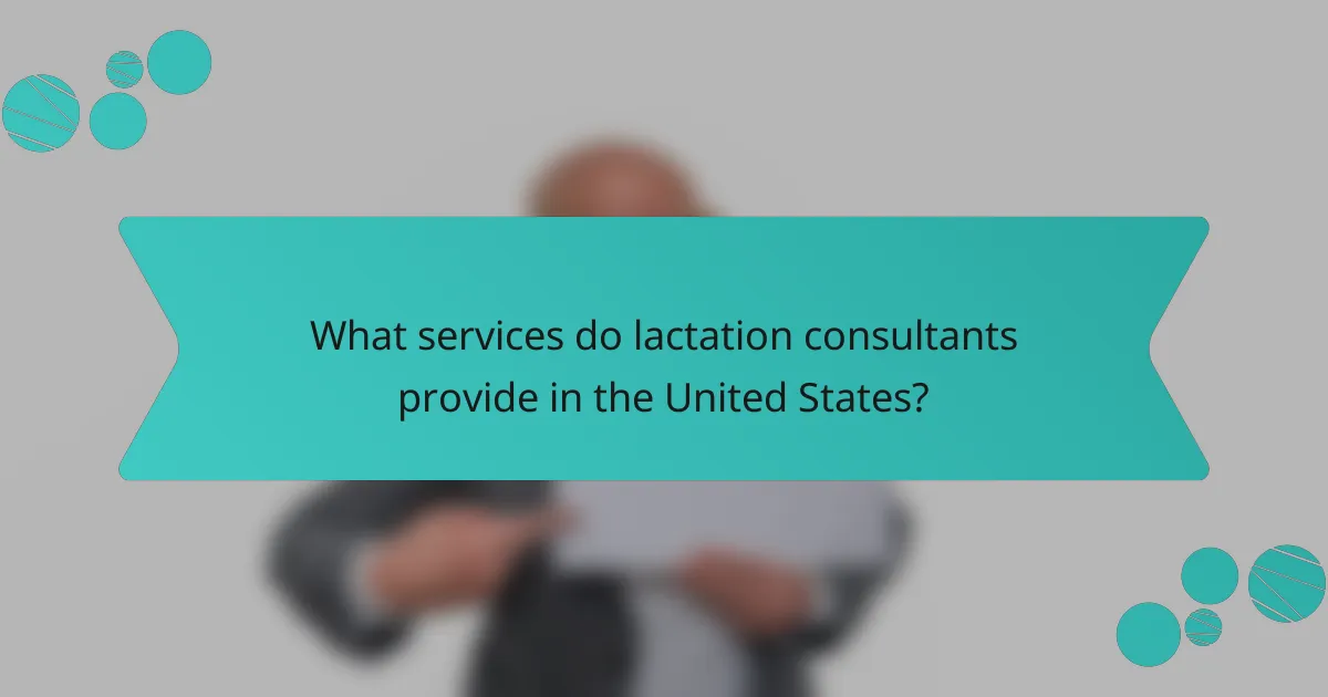 What services do lactation consultants provide in the United States?